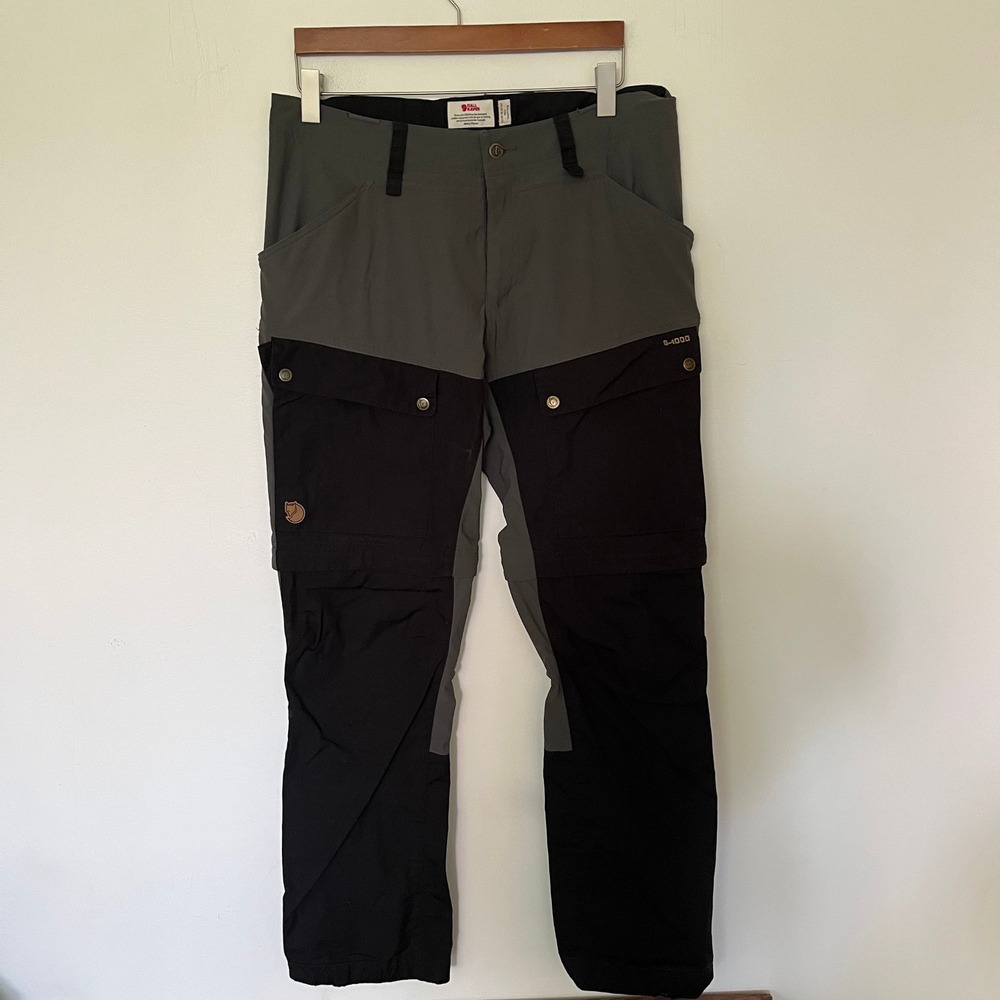 Fjallraven Keb Gaiter Trousers Mens 33-34 Long Green Black G-1000 Hiking Pants